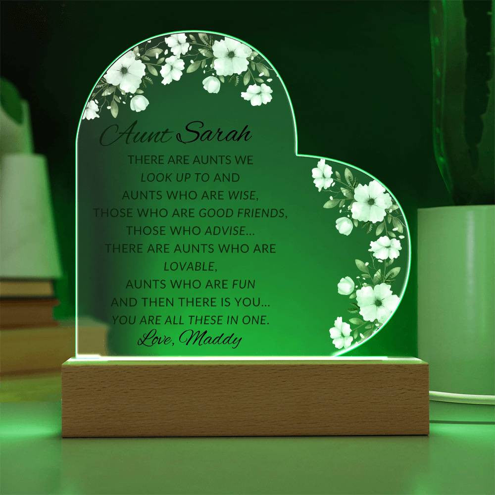 Aunt Acrylic Heart Plaque-[Heartfelt Family Gift]