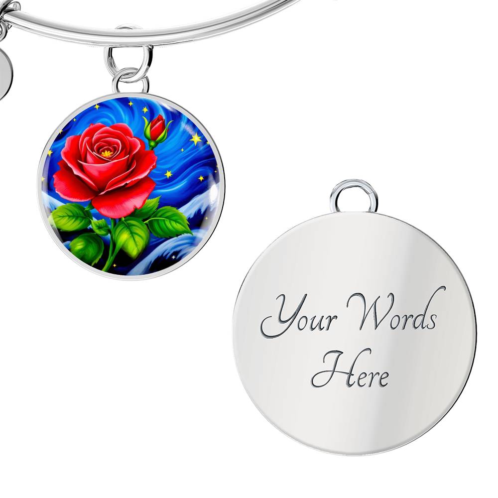 Rose Starry Sky Engraved Pendant Necklace