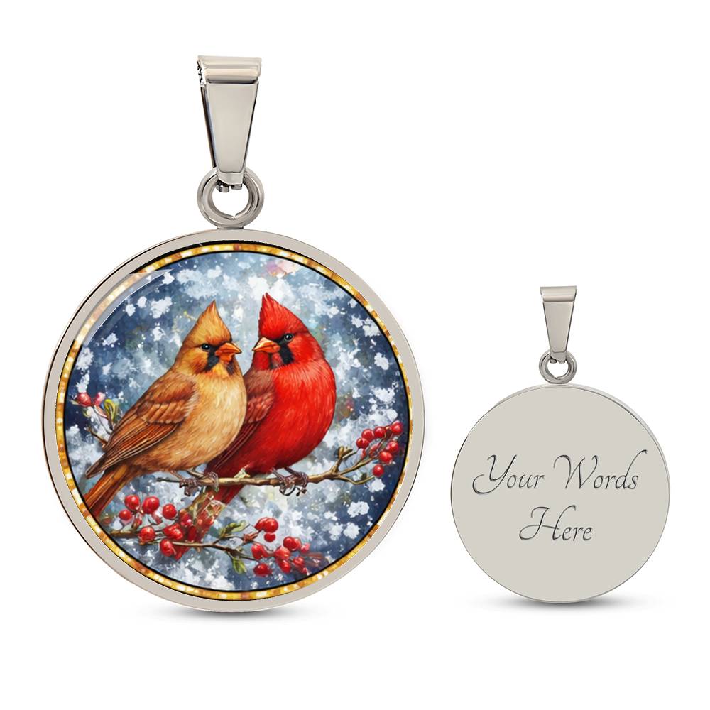 Floral Cardinals Personalized Engraved Necklace Bracelet or Keychain