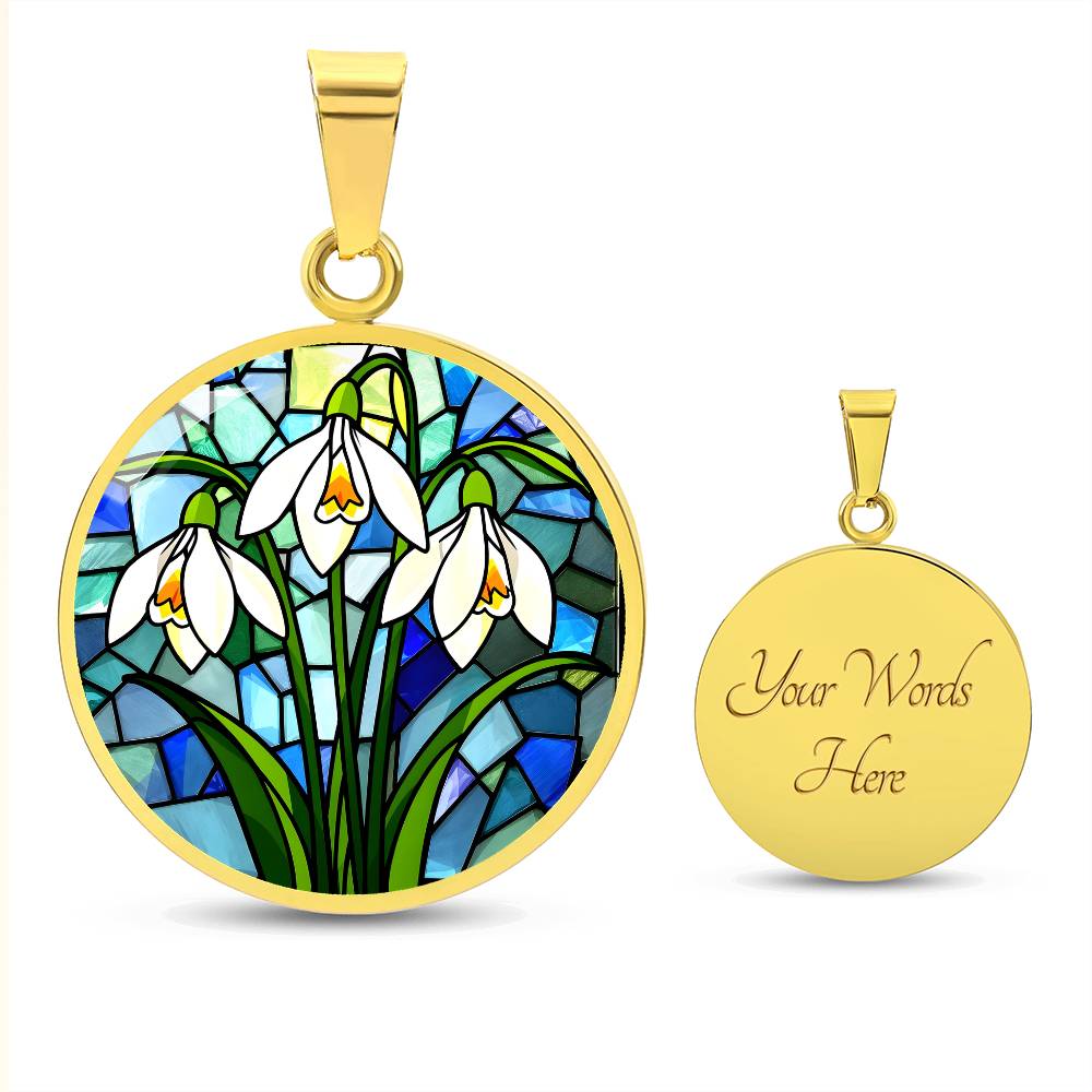 Lily of The Valley Floral Necklace with Engraving