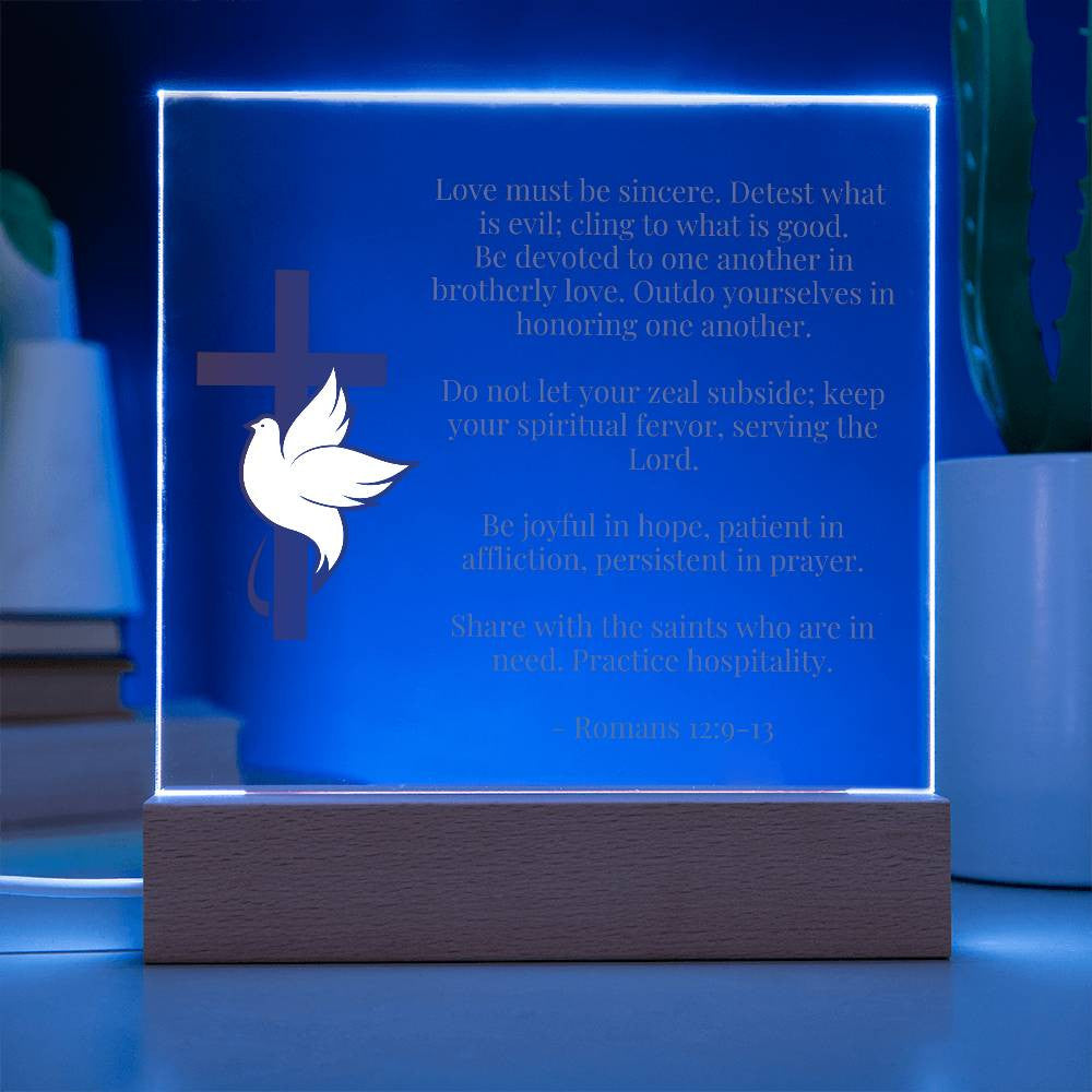 Christian Bible Verse Romans 12:9 Acrylic Plaque-[Heartfelt Family Gift]