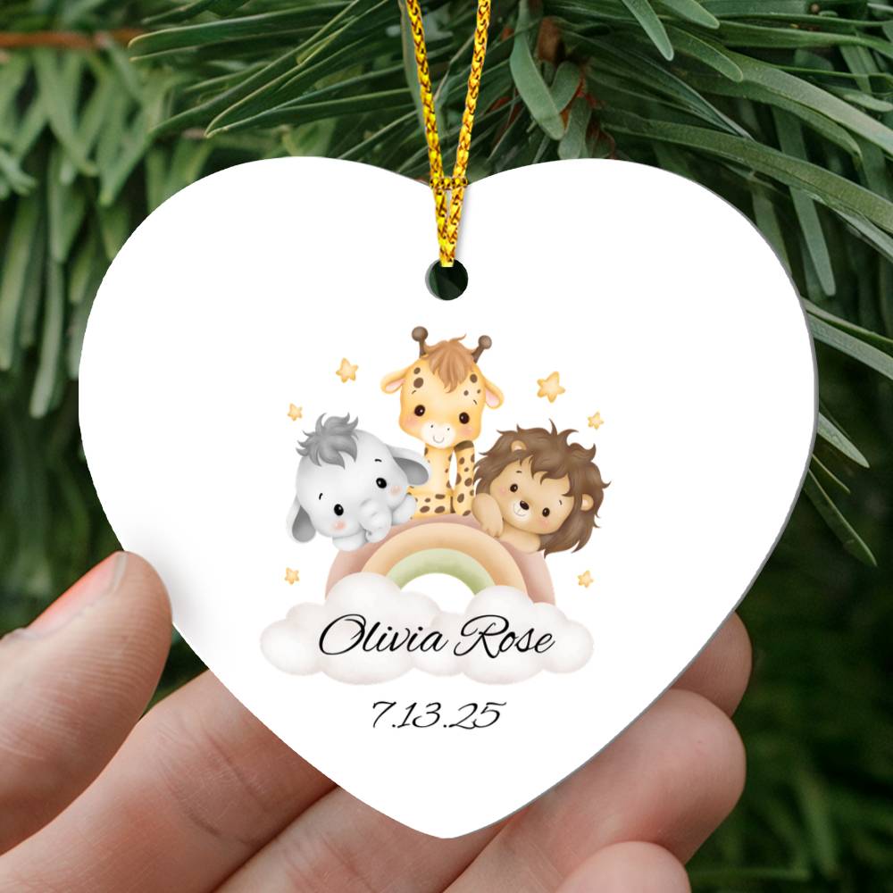 Baby Safari Animal Heart Ornament
