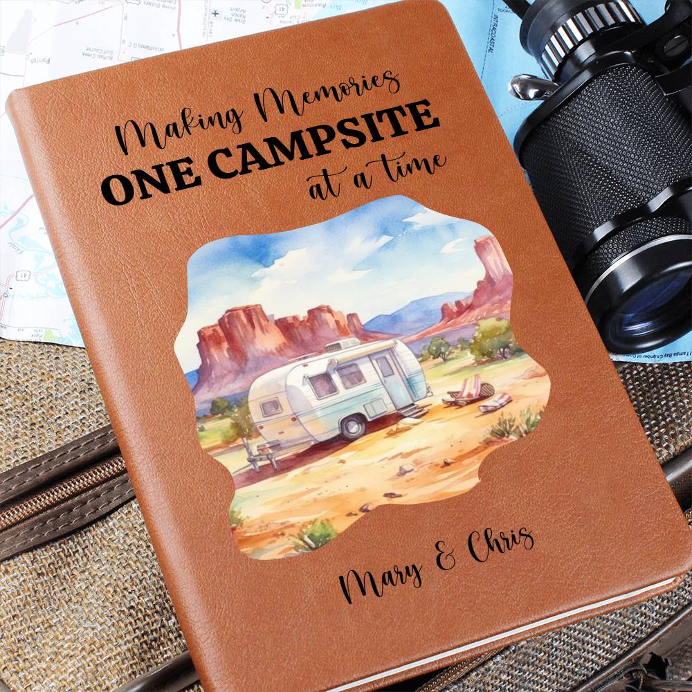 Personalized Camping Journal, Vegan Leather Journal, Custom Adventure Diary, Gift for Campers, Unique Travel Notebook, Outdoor Writing Log