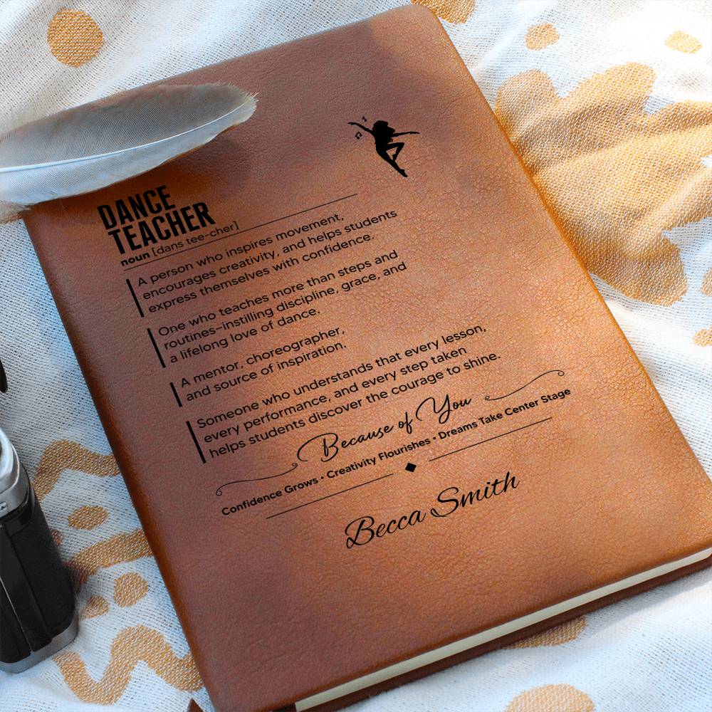 Personalized Dance Teacher Journal, Vegan Leather Notebook, Custom Gift for Dancers, Notebook for Dance Instructors