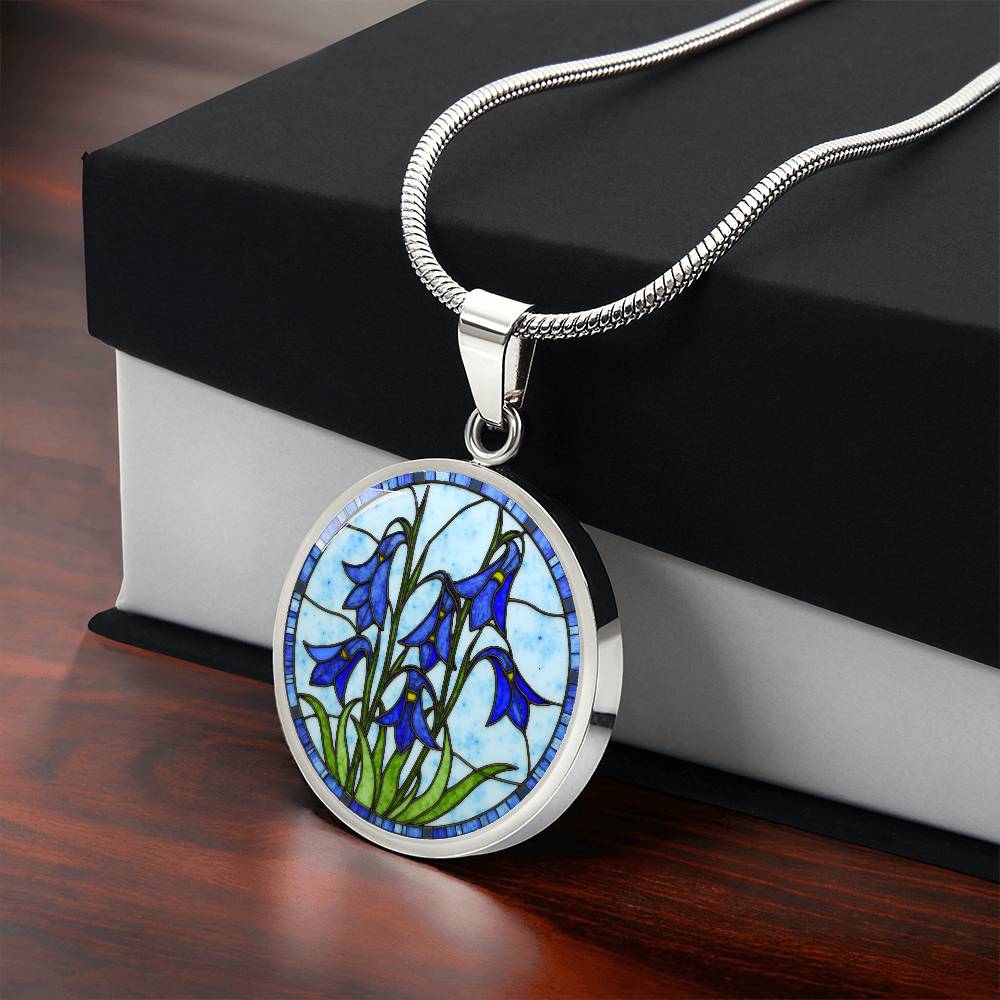 Iris Floral Necklace with Engraving
