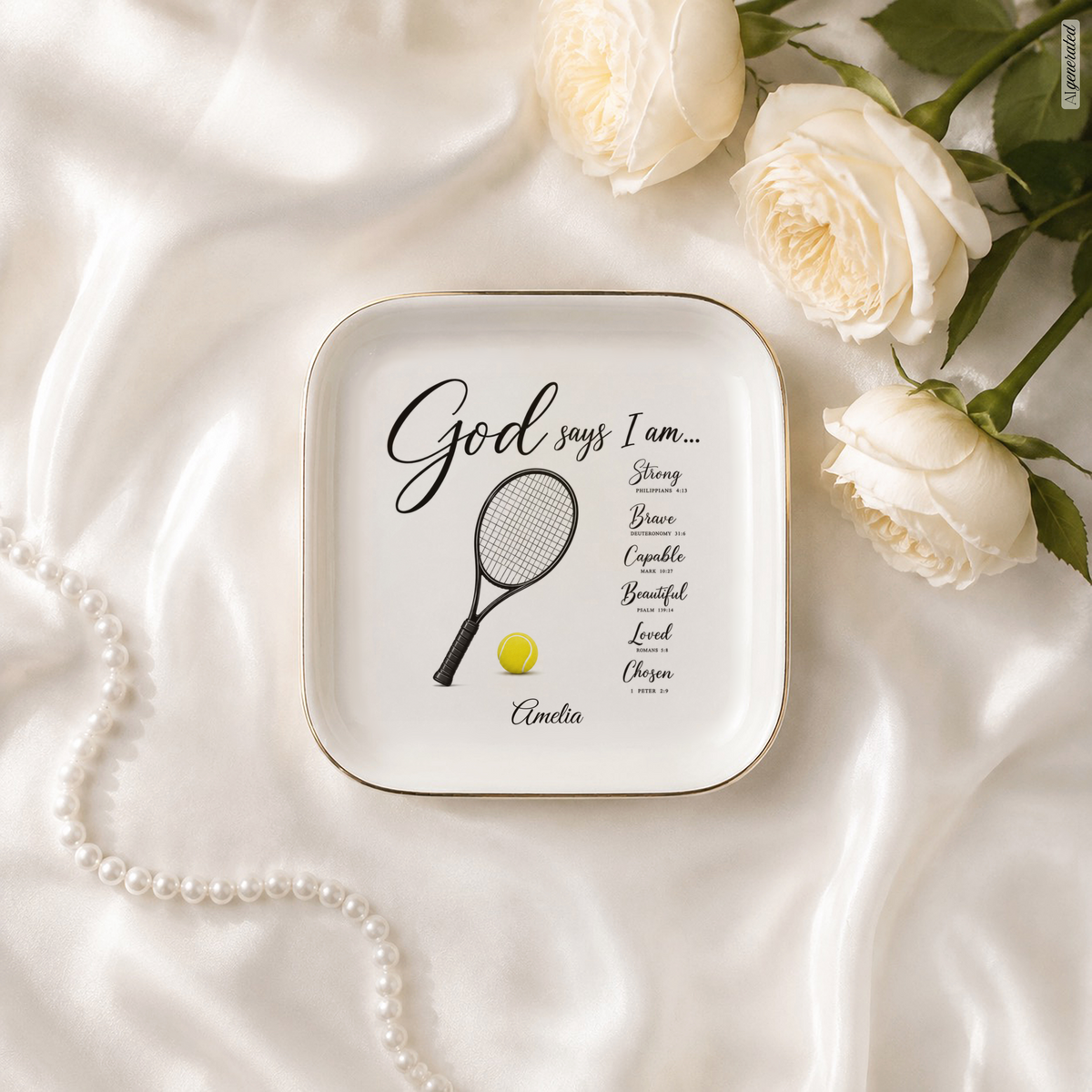 Tennis Christian Jewelry Dish Trinket Tray