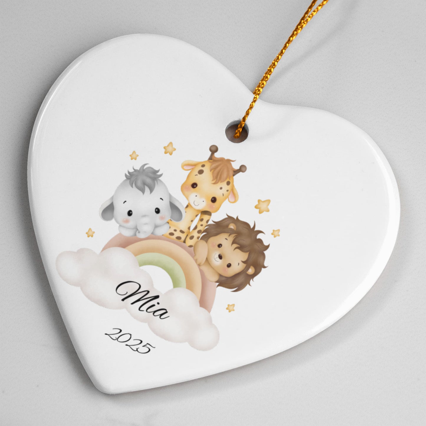Baby Safari Animal Heart Ornament