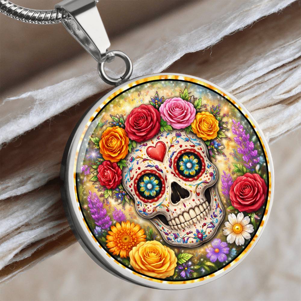Sugar Skull Personalized Engraved Necklace Bracelet or Keychain