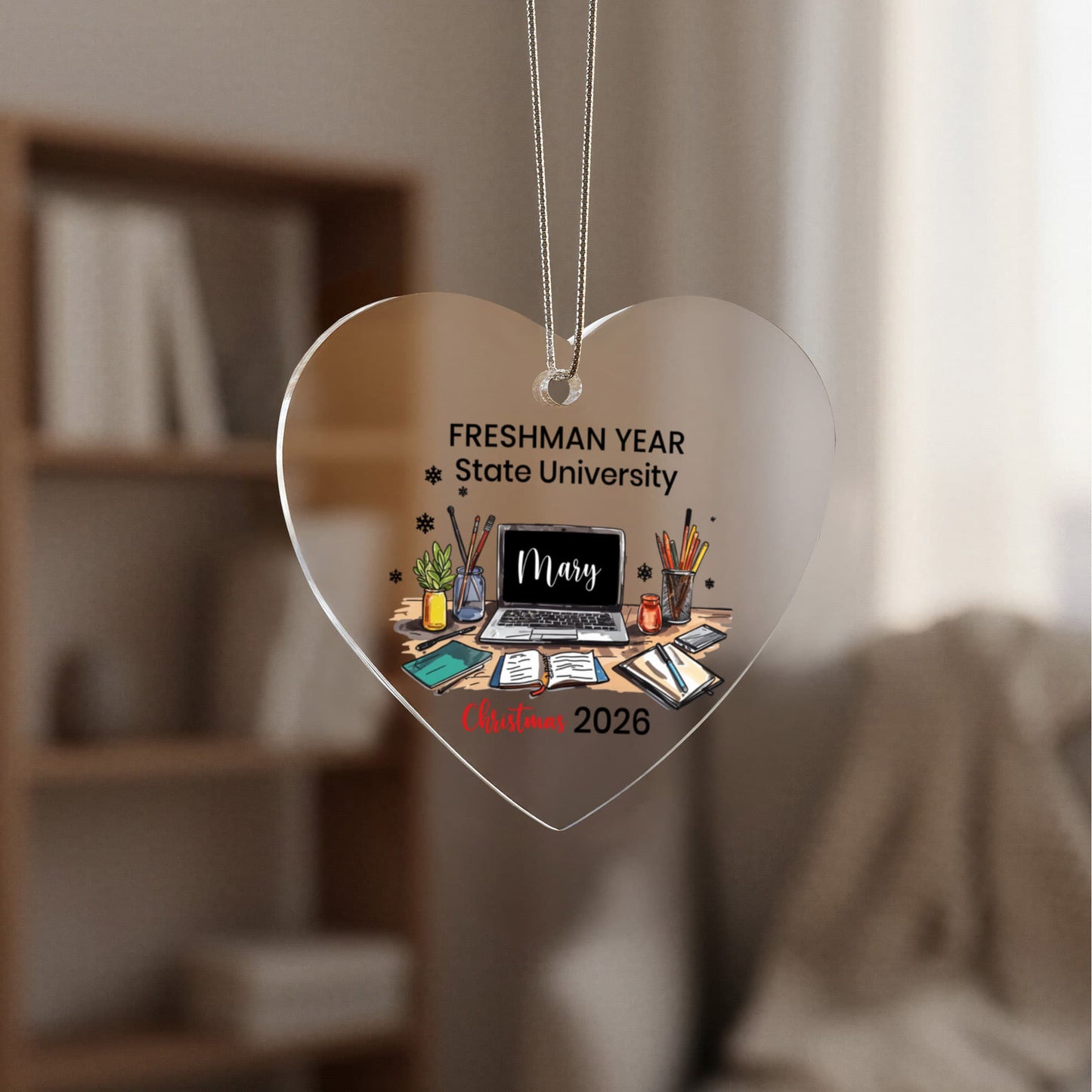 Freshman Year of College Acrylic Heart Ornament
