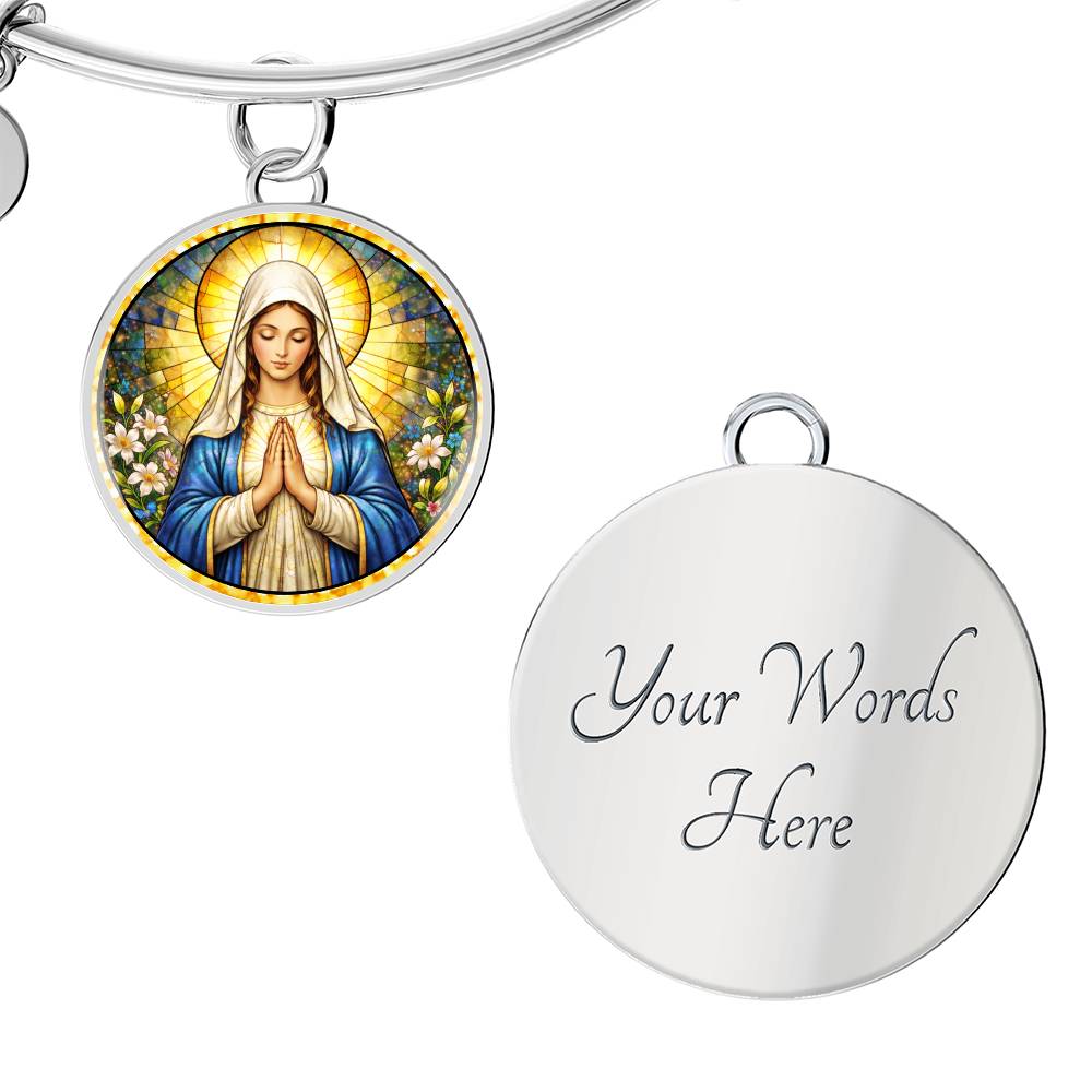 Mother Virgin Mary Personalized Engraved Necklace Bracelet or Keychain