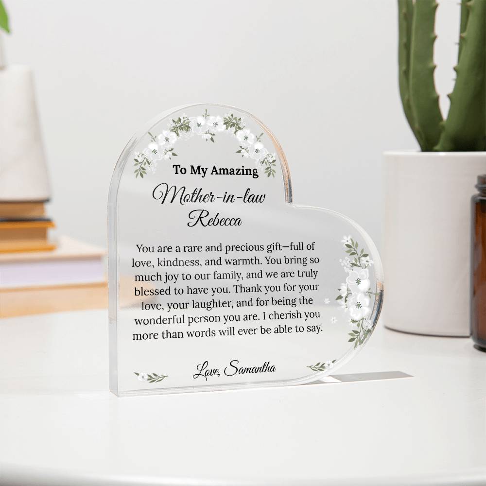 Personalized Mother in Law Heart Plaque