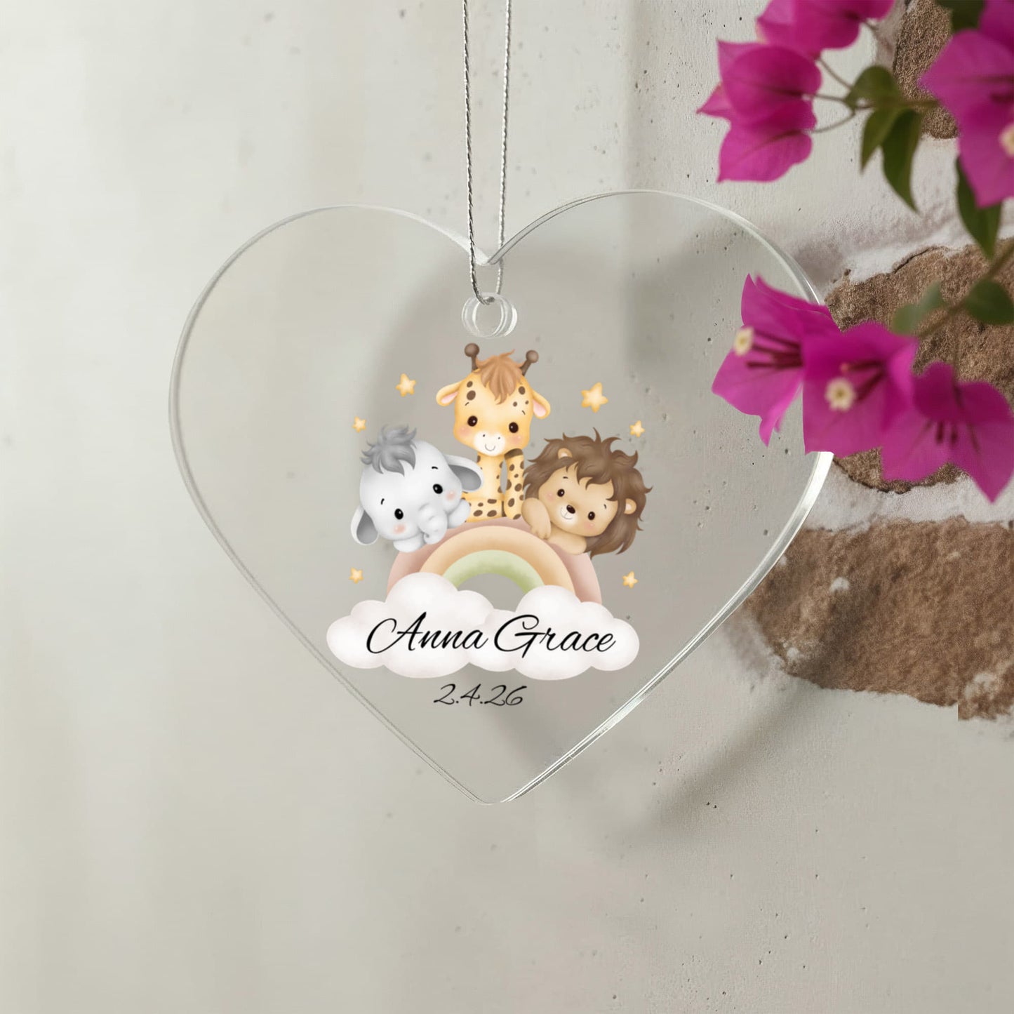 Baby Safari Animal Heart Ornament