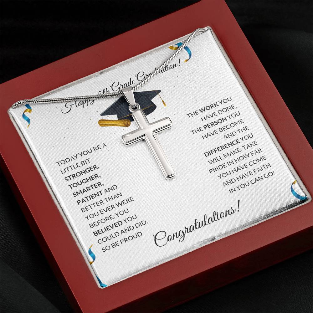 5th Grade Graduation Personalized Cross Necklace