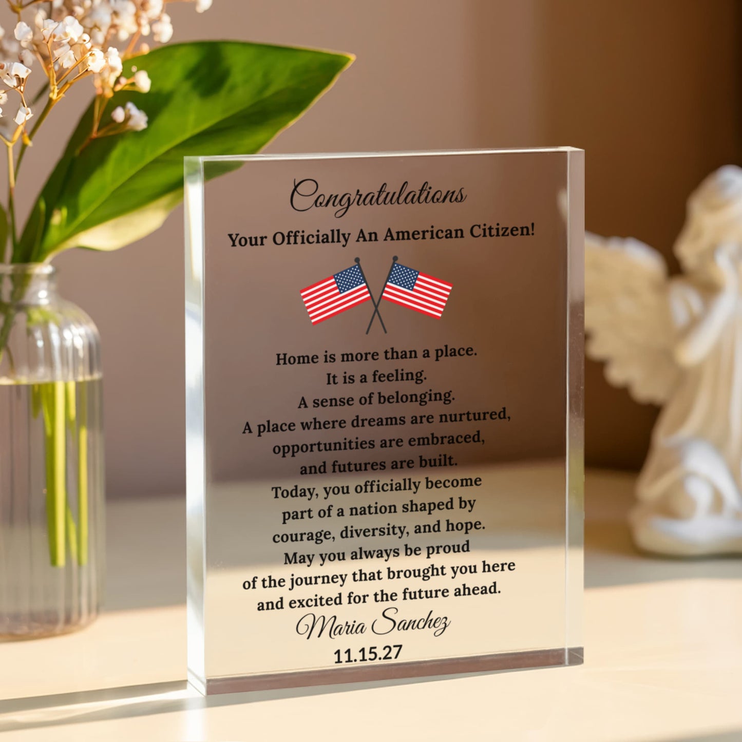 New American Citizen Congratulations Plaque