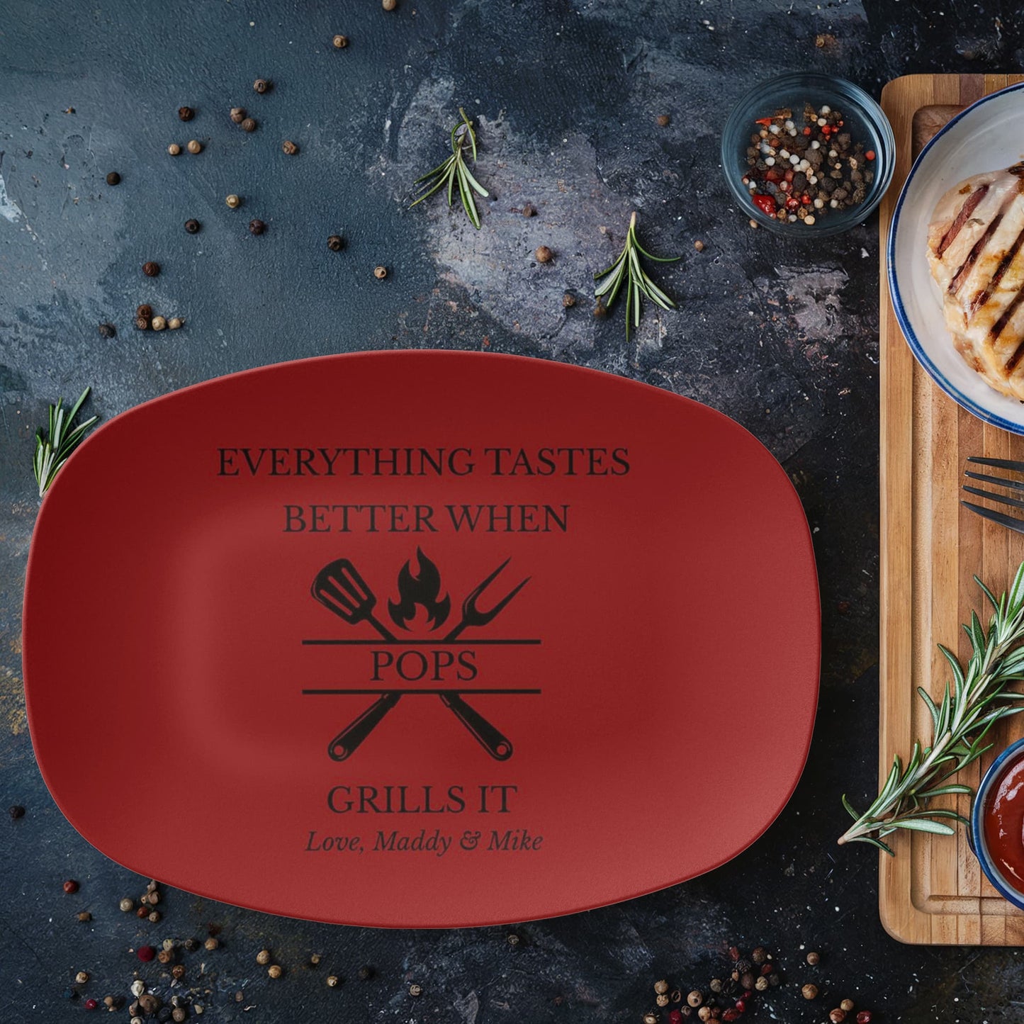 Copy Personalized BBQ Platter, Gift for Dad, Everything Tastes Better Plate, Custom Grill Plate, Dad Grilling Gift, Father's Day Present