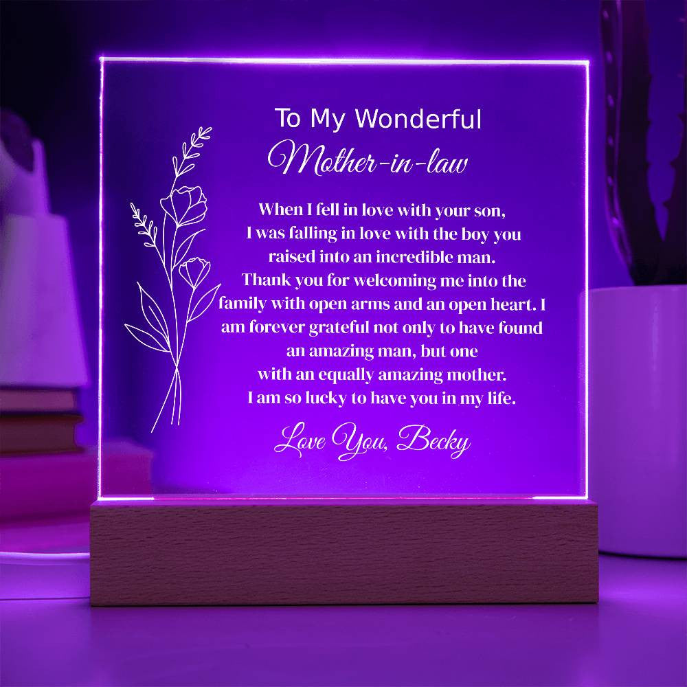 Personalized Mother In Law Lighted Plaque