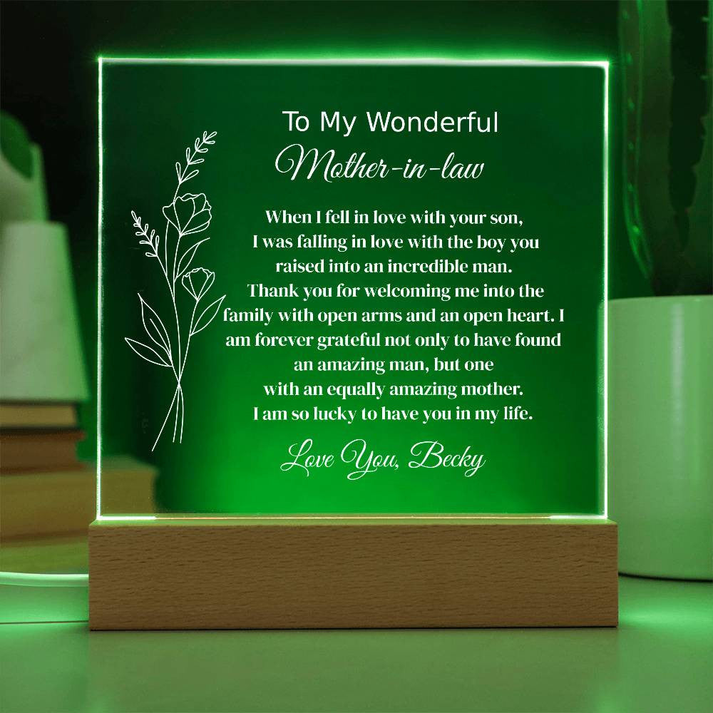 Personalized Mother In Law Lighted Plaque
