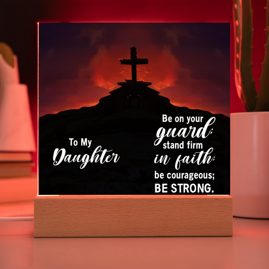 Daughter Stand Firm Religious Plaque & Cross Gift Set-[Heartfelt Family Gift]
