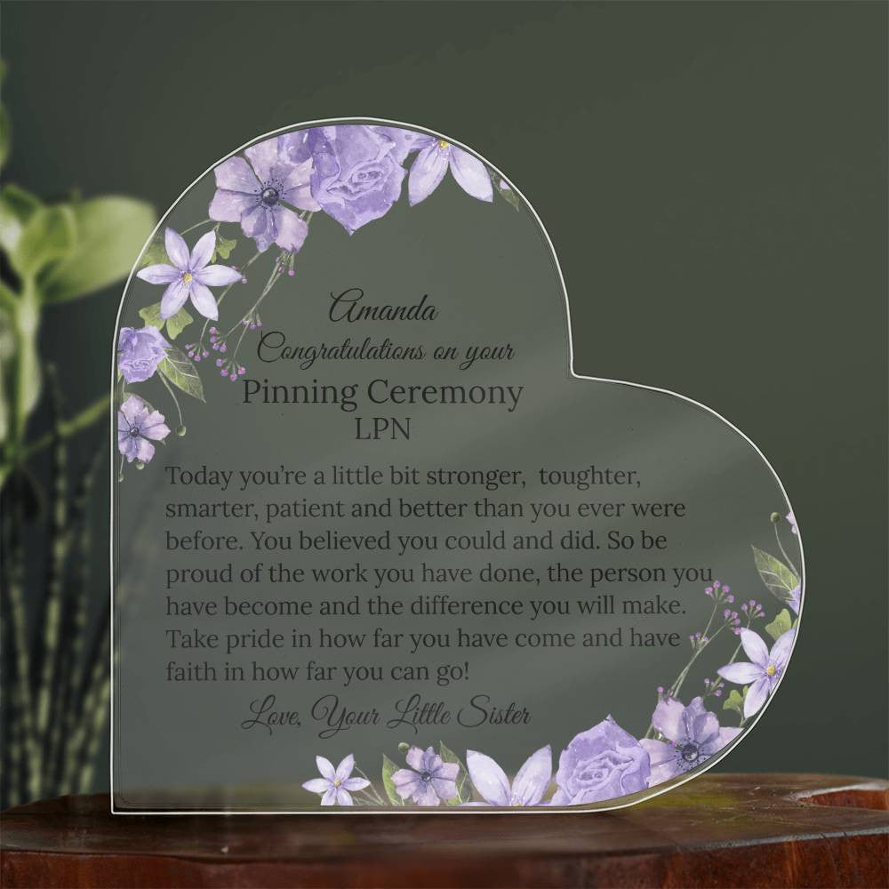 Nursing Graduation Pinning Ceremony Acrylic Heart Gift