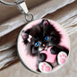 Cat heart Pendant Necklace with Engraving-[Heartfelt Family Gift]