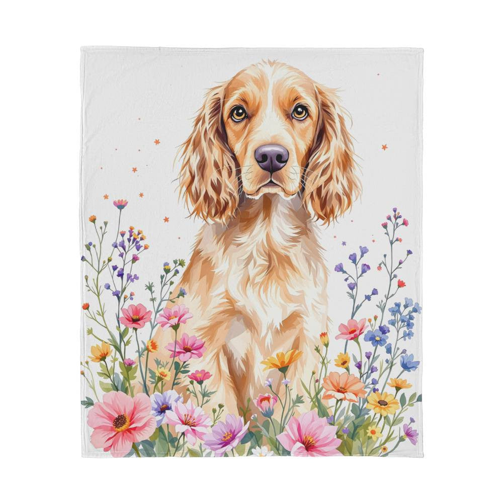 Wildflower Floral Cocker Spaniel Dog Blanket-[Heartfelt Family Gift]