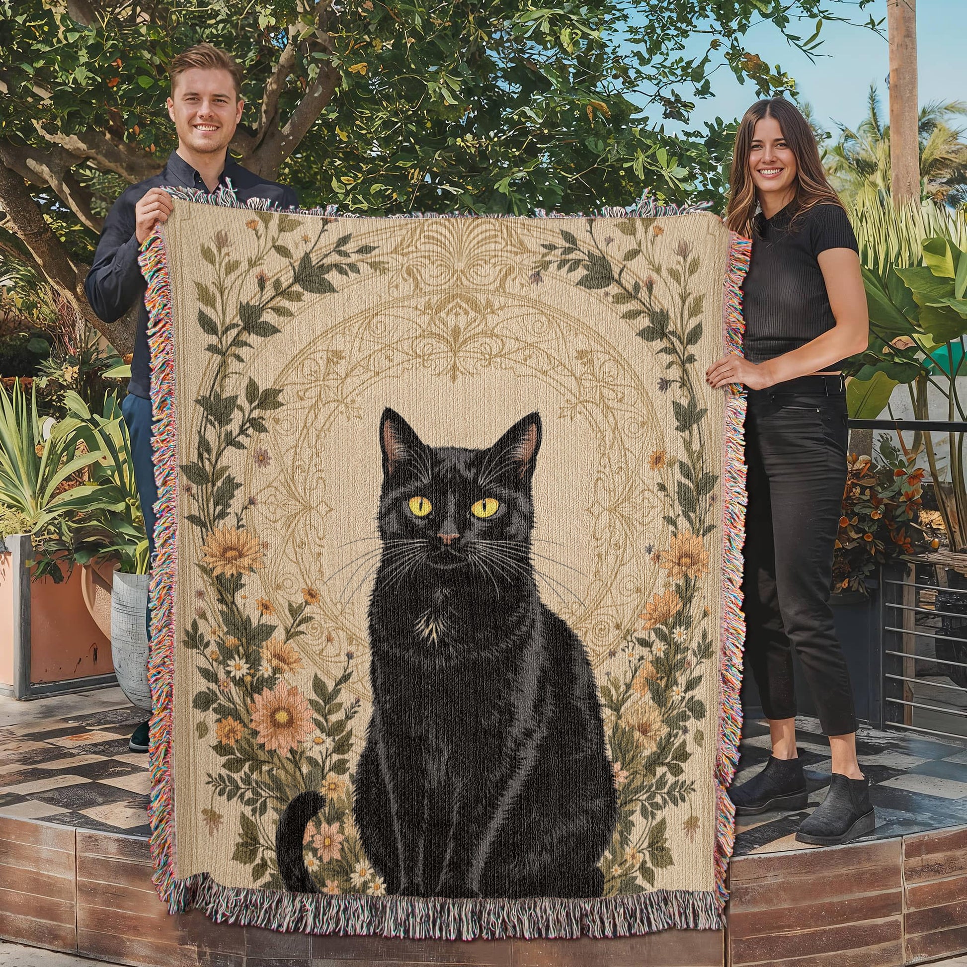 Black Cat Woven Blanket-[Heartfelt Family Gift]