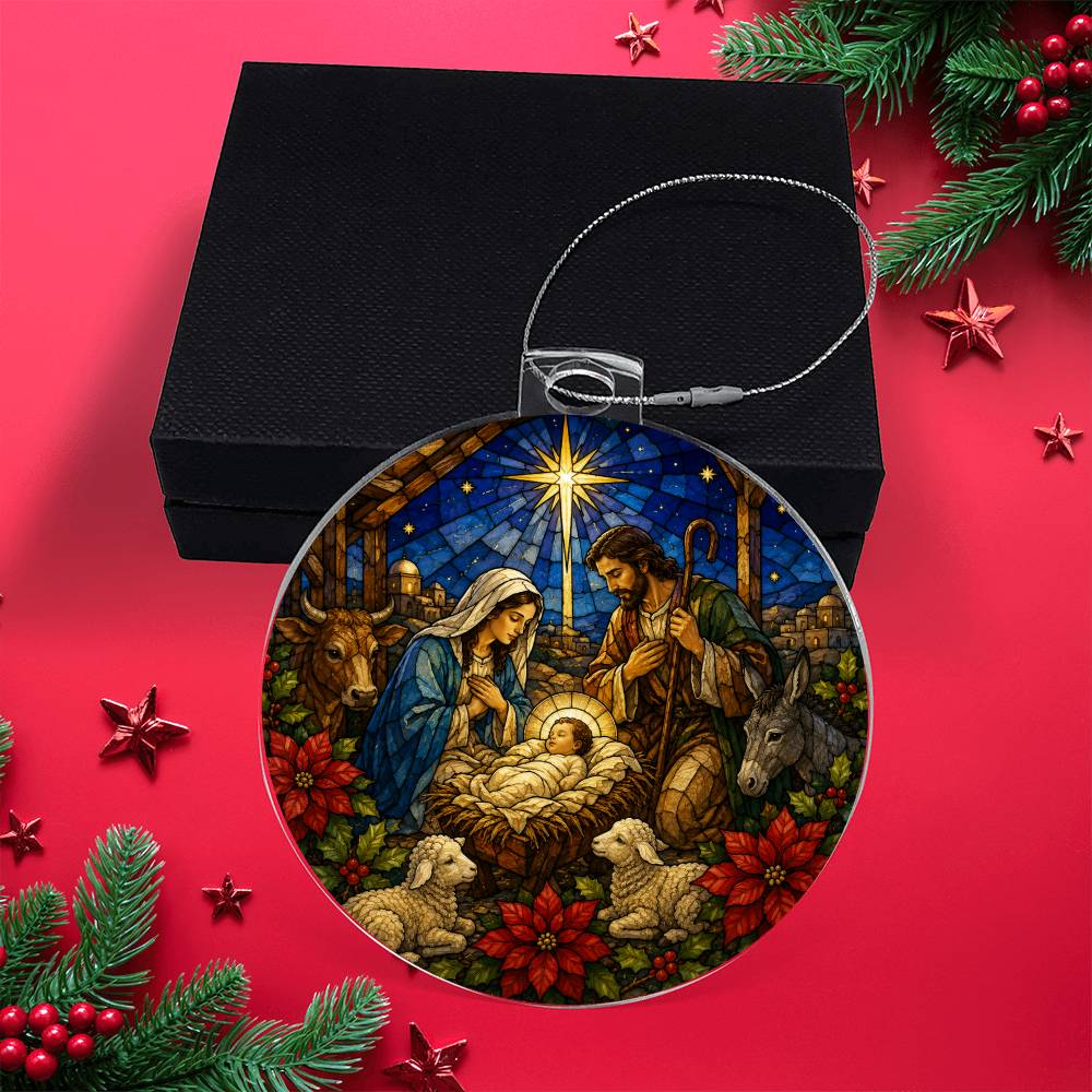 Baby Jesus Nativity Ornament, Christmas Tree Decor, Acrylic Holiday Ornament, Religious Gift, Nativity Scene Ornament