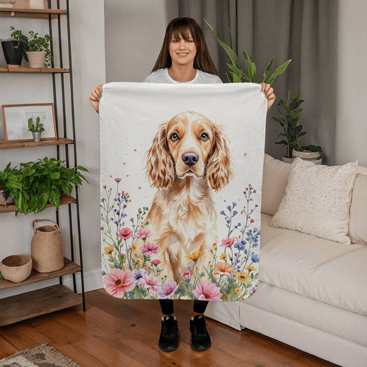 Wildflower Floral Cocker Spaniel Dog Blanket-[Heartfelt Family Gift]