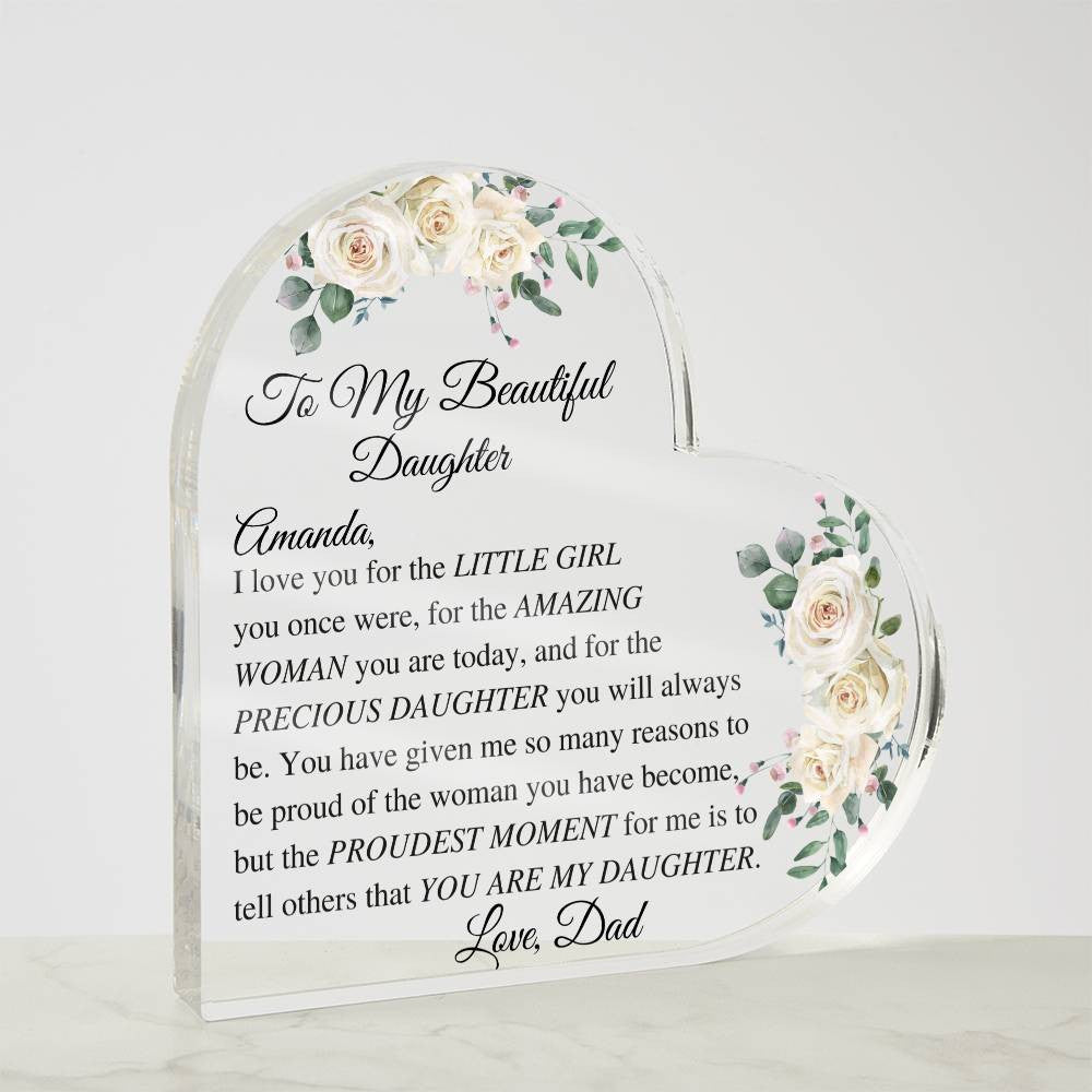 Daughter Acrylic Heart Plaque-[Heartfelt Family Gift]