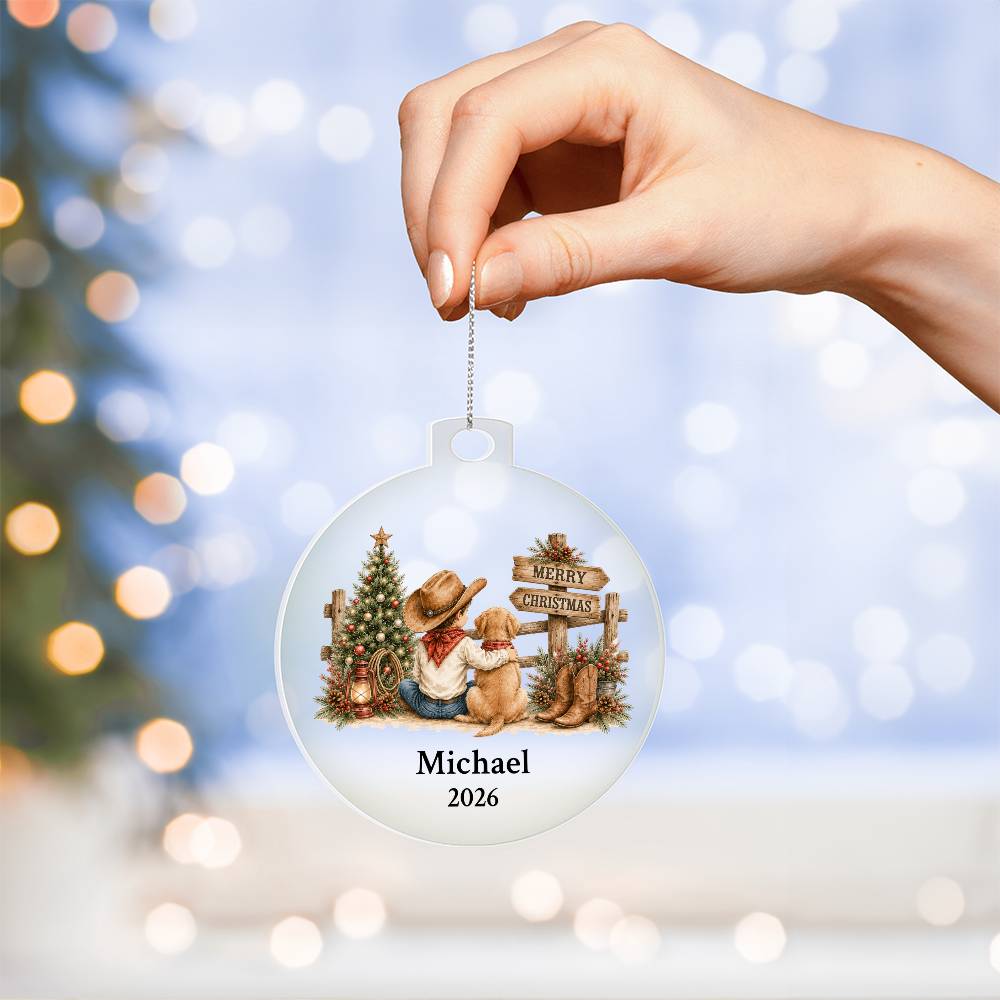 Cowboy Dog Christmas Ornament