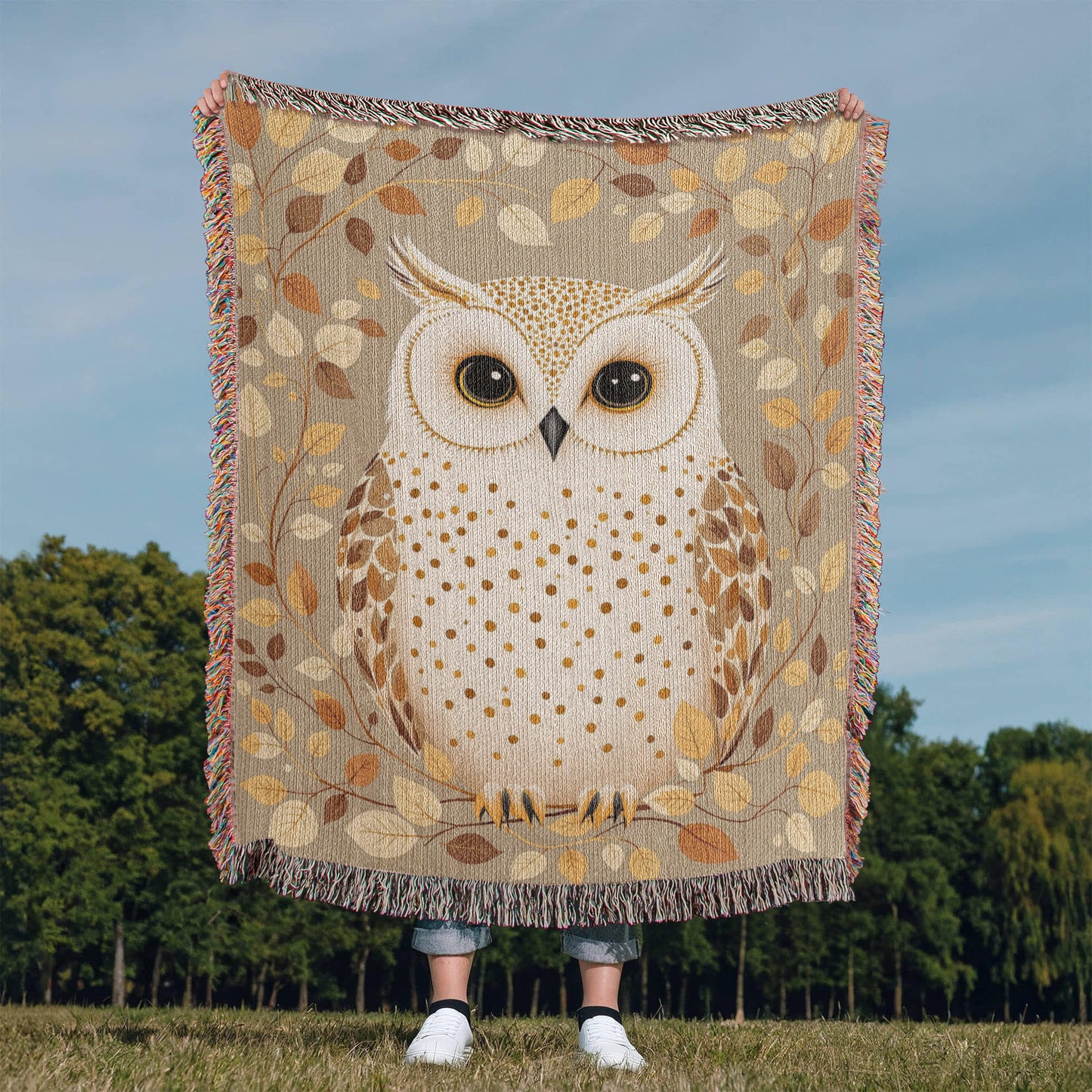 Owl Woven Cotton Throw Blanket-[Heartfelt Family Gift]