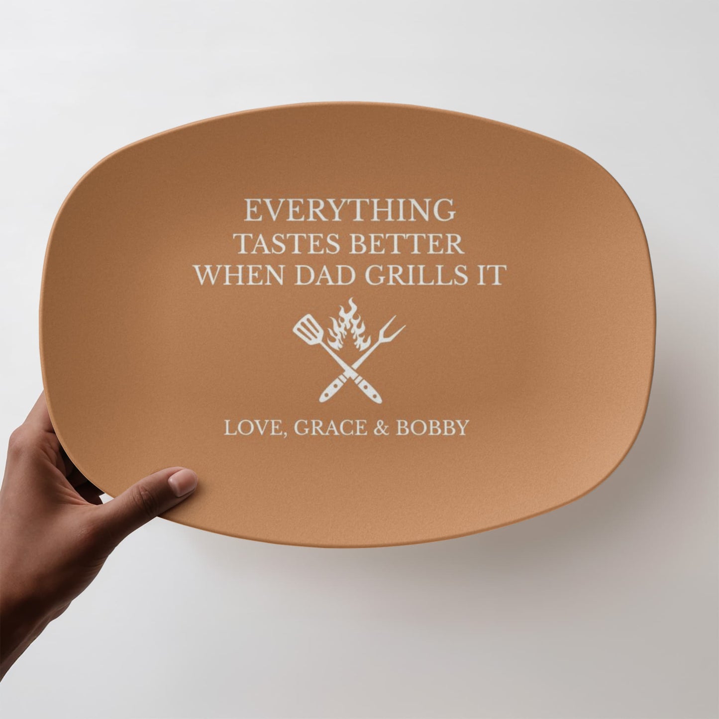 Personalized BBQ Platter, Gift for Dad, Everything Tastes Better Plate, Custom Grill Plate, Dad Grilling Gift, Father's Day Present