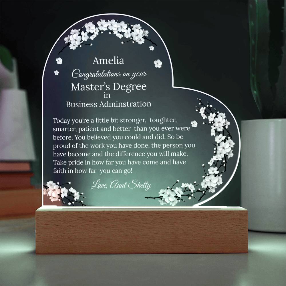 Personalized Masters Degree Graduation Plaque