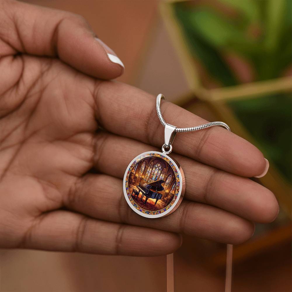 Grand Piano Necklace Pendant, Stained Glass Inspired Jewelry, Music Lover Gift, Elegant Piano Keychain, Unique Bracelet Charm, Gift for Pianists