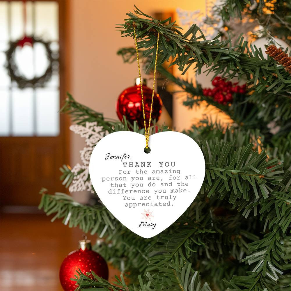 Thank You Heart Christmas Ornament