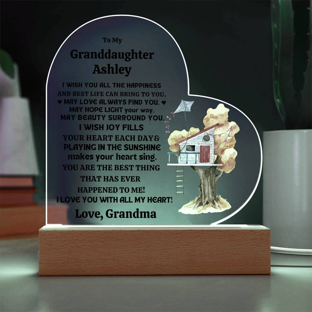 Granddaughter  Personalized LED  Heart Plaque-[Heartfelt Family Gift]