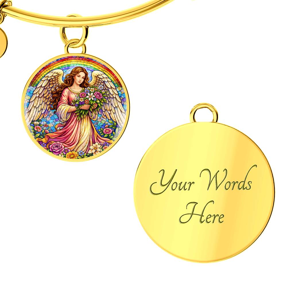 Floral Angel Personalized Engraved Necklace Bracelet or Keychain