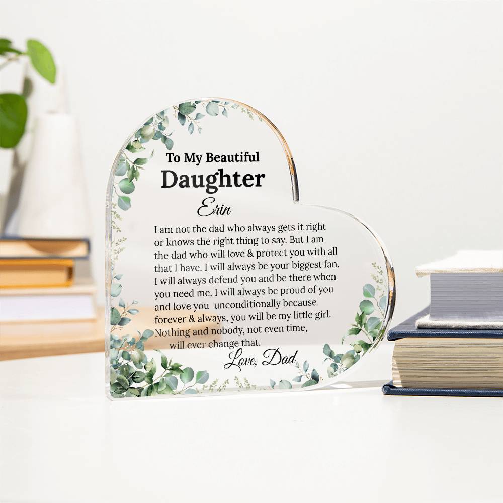 Personalized Daughter Heart Plaque, Father to Daughter Gift,