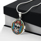 Mexican Sugar Skull Calavera  Round Pendant Necklace in Gold or silver-[Heartfelt Family Gift]