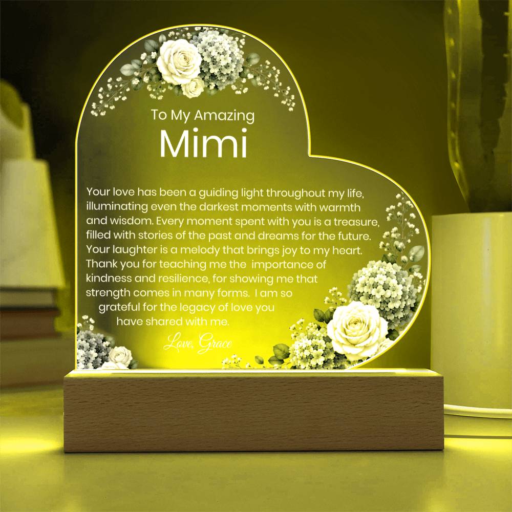Mimi Acrylic Heart Plaque Gift for Grandma
