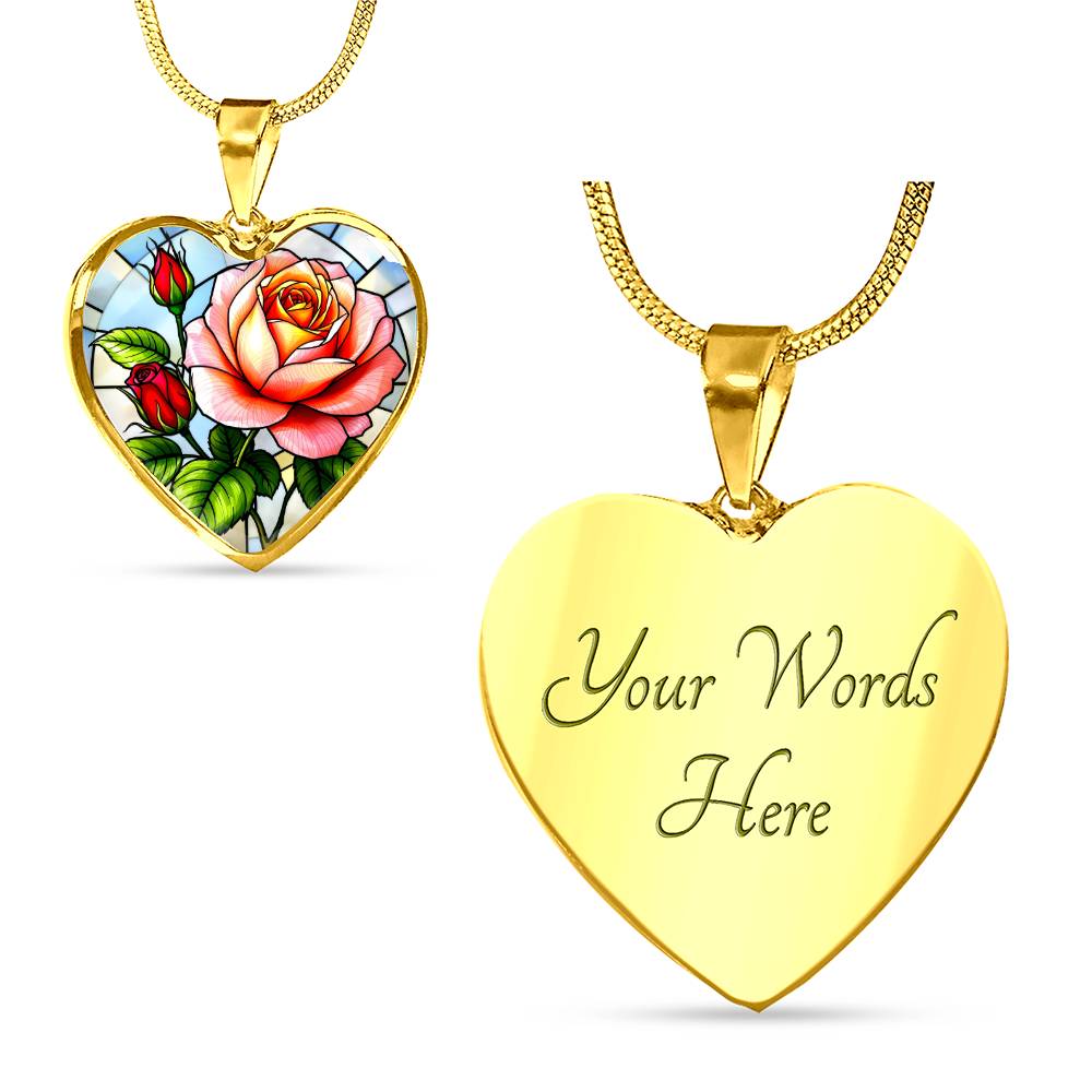 Rose Floral Necklace with Engraving