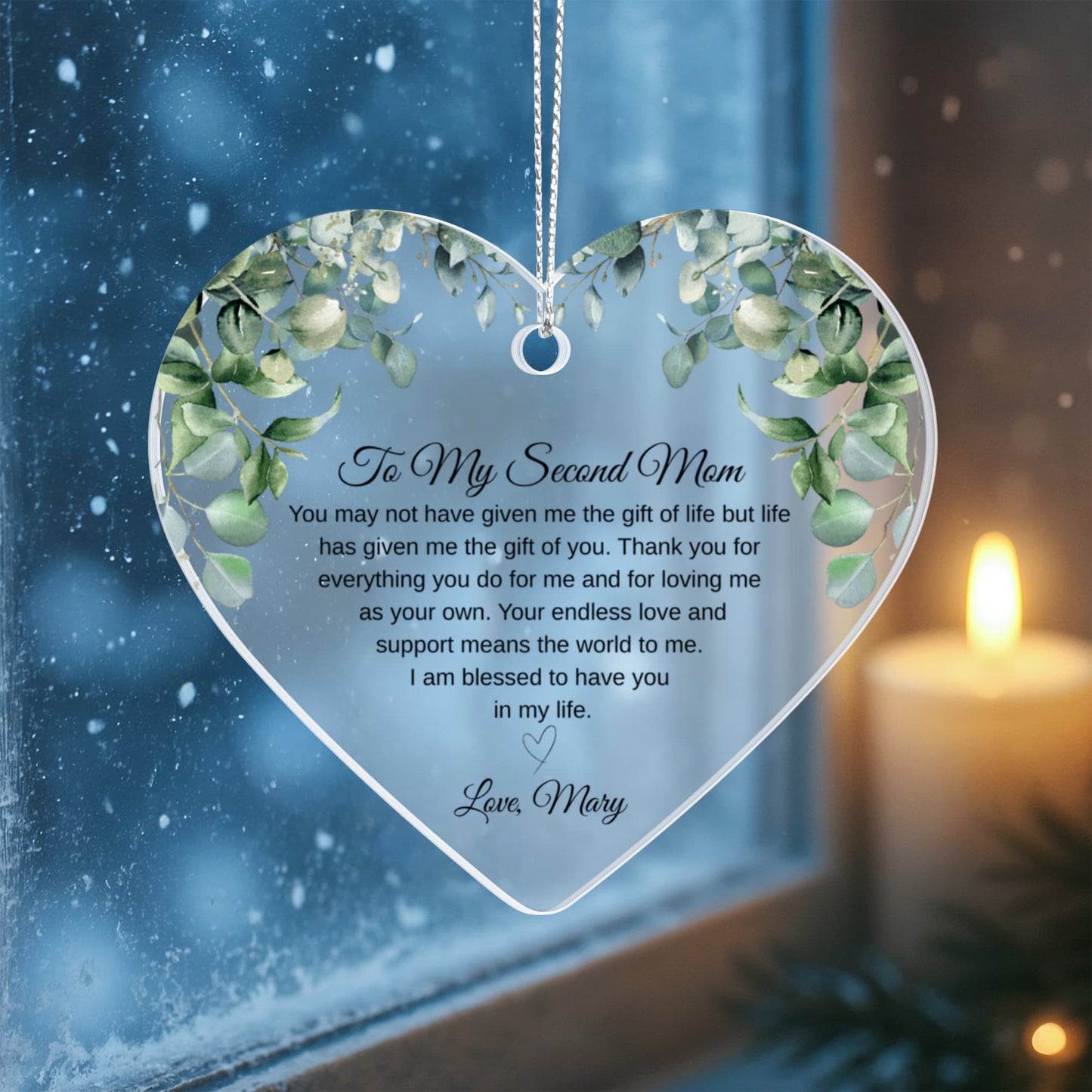 Second Mom Acrylic Heart Ornament