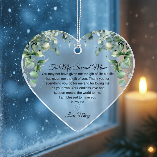 Second Mom Acrylic Heart Ornament
