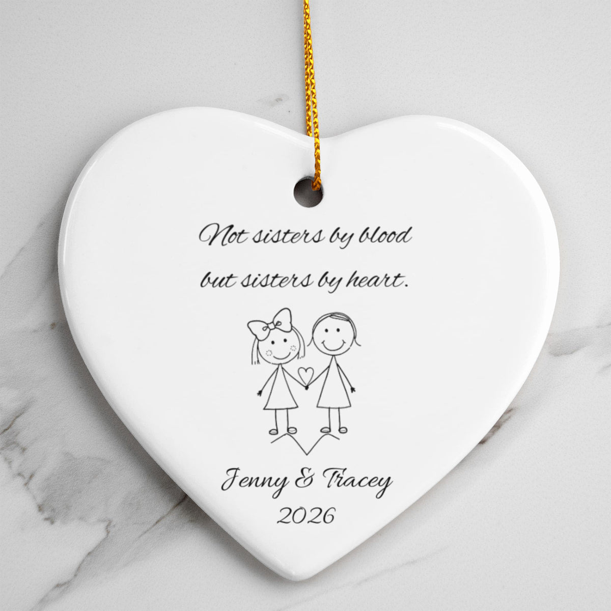 Soul Sister Best Friend Ceramic Heart Ornament