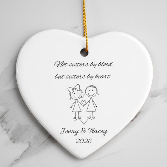 Soul Sister Best Friend Ceramic Heart Ornament