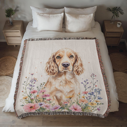 Cocker Spaniel Woven Cotton Throw Blanket-[Heartfelt Family Gift]