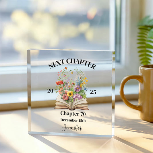 The Next Chapter Birthday Acrylic Glass Plaque