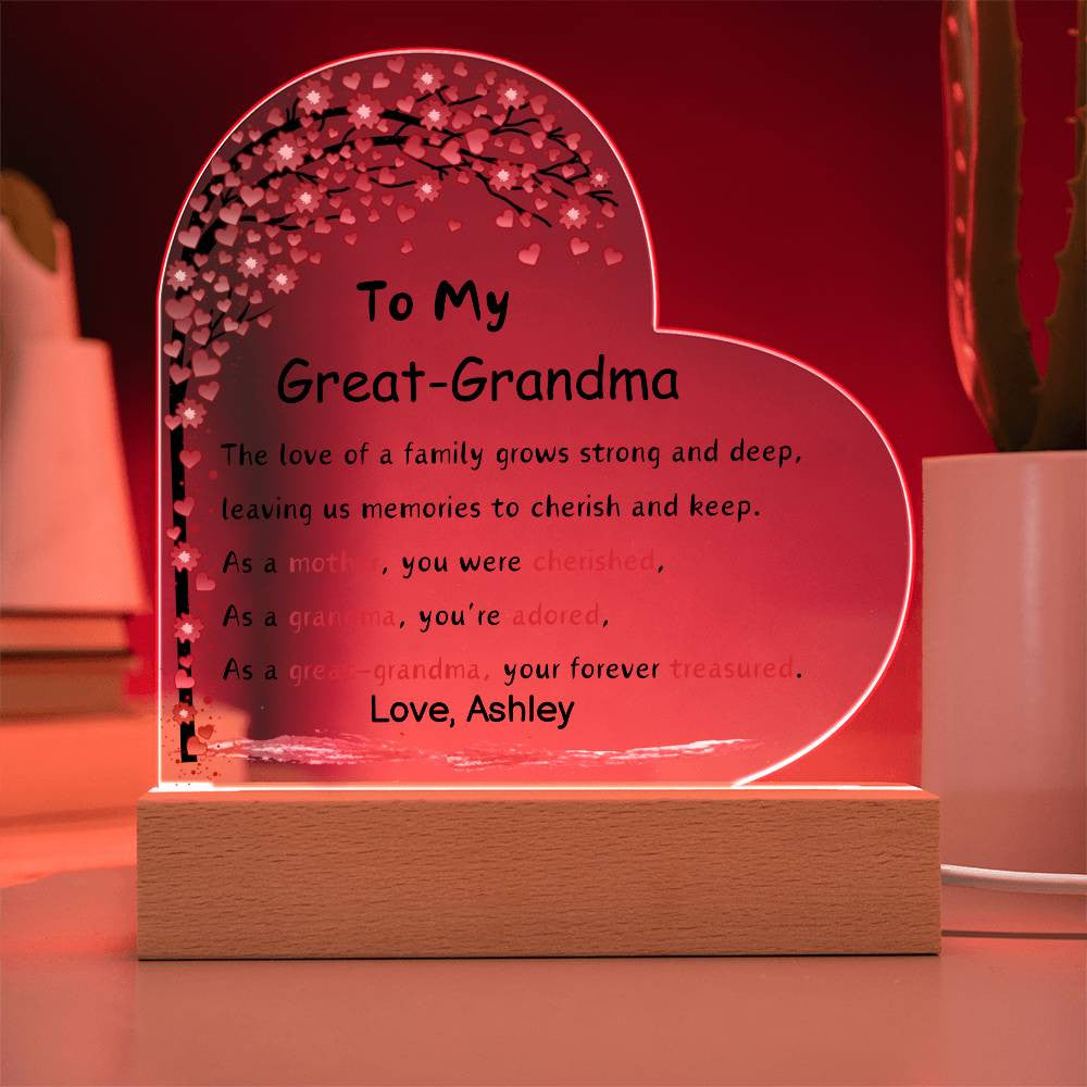 Great Grandma Acrylic Heart Plaque-[Heartfelt Family Gift]