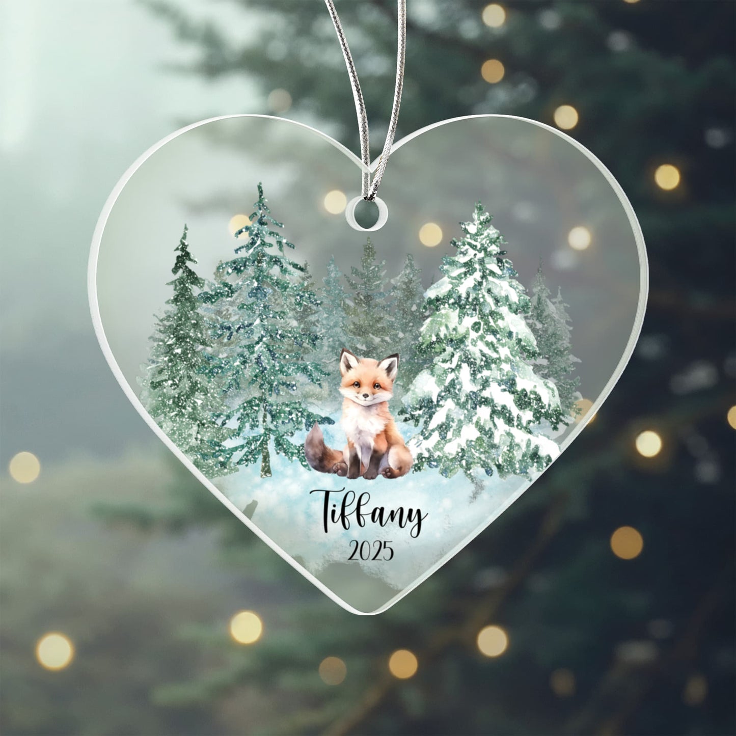 Woodland Animals Acrylic Heart Ornament