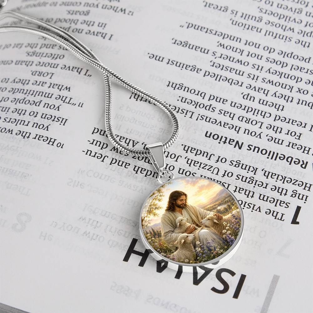 Personalized Jesus and Lamb Necklace